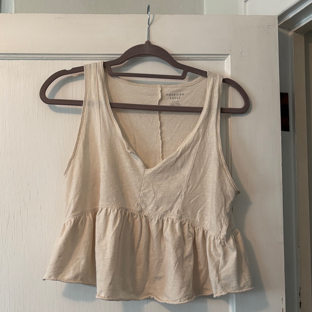 American Eagle Outfitters Beige Peplum Tank Top